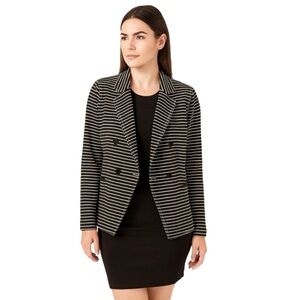Lafayette 148 New York Devin Black & White Striped Blazer Size 6